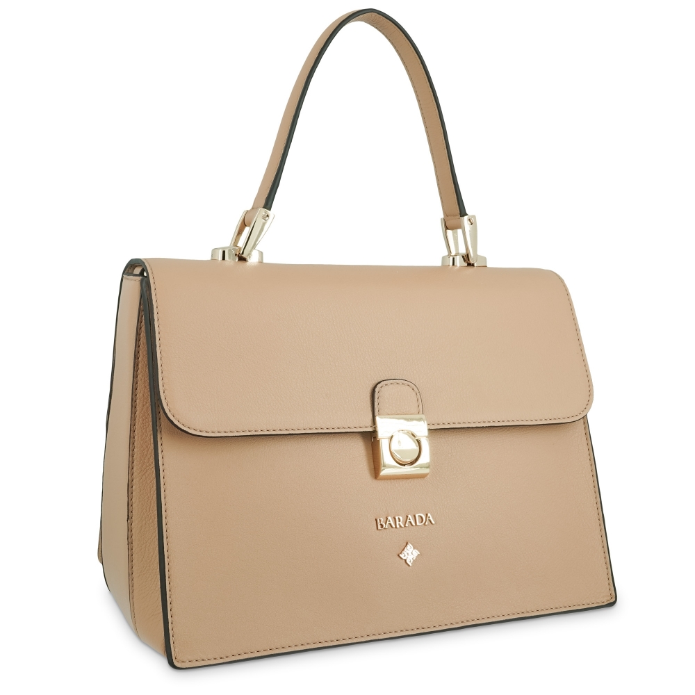 Top handle handbag Style 321 in Seta Leather (Calf) and Beige colour