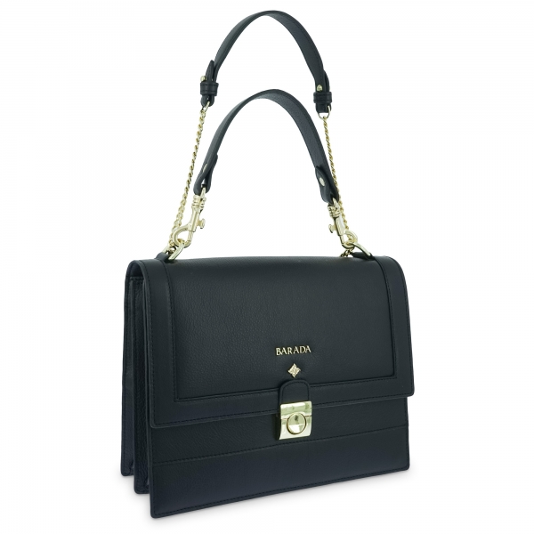 Top handle handbag Style 323 in Setta Leather (Calf) and Black colour