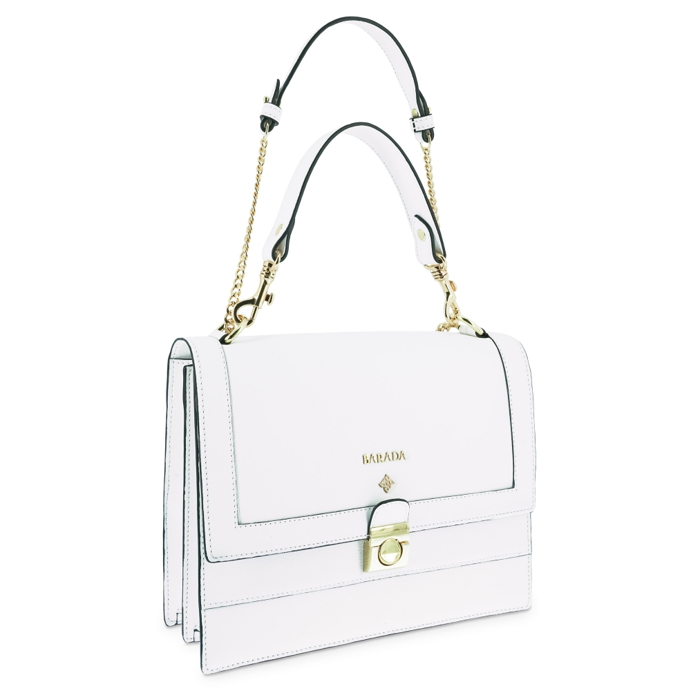 Top handle handbag Style 323 in Setta Leather (Calf) and White colour