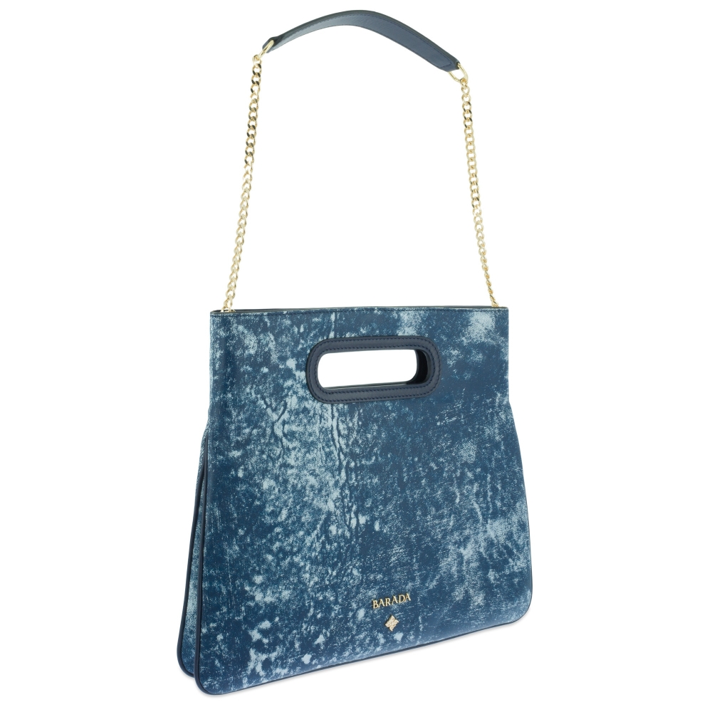 Top Handle handbag Style 339 in Colibrí leather (Lambskin) and Blue colour