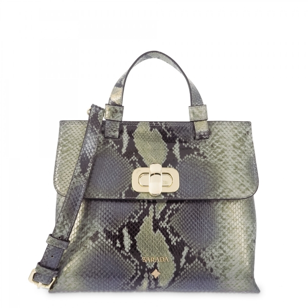 Shoulder Bag in Calf leather and Snake print effect colour