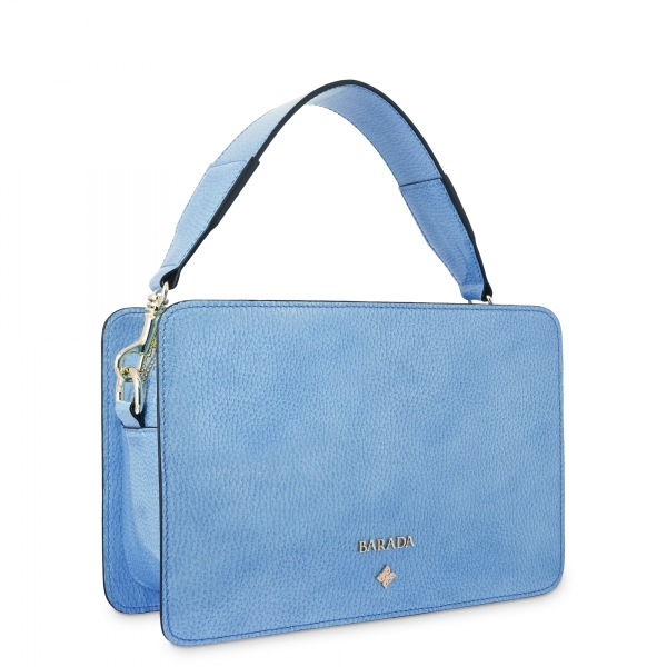 Handbag in Calf leather (Grainy patent) and Light Blue colour