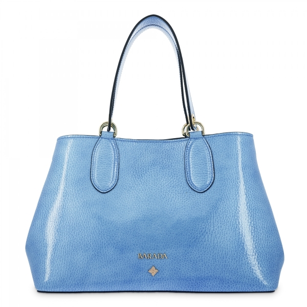 Handbag in Calf leather (Grainy Patent) and Light Blue colour