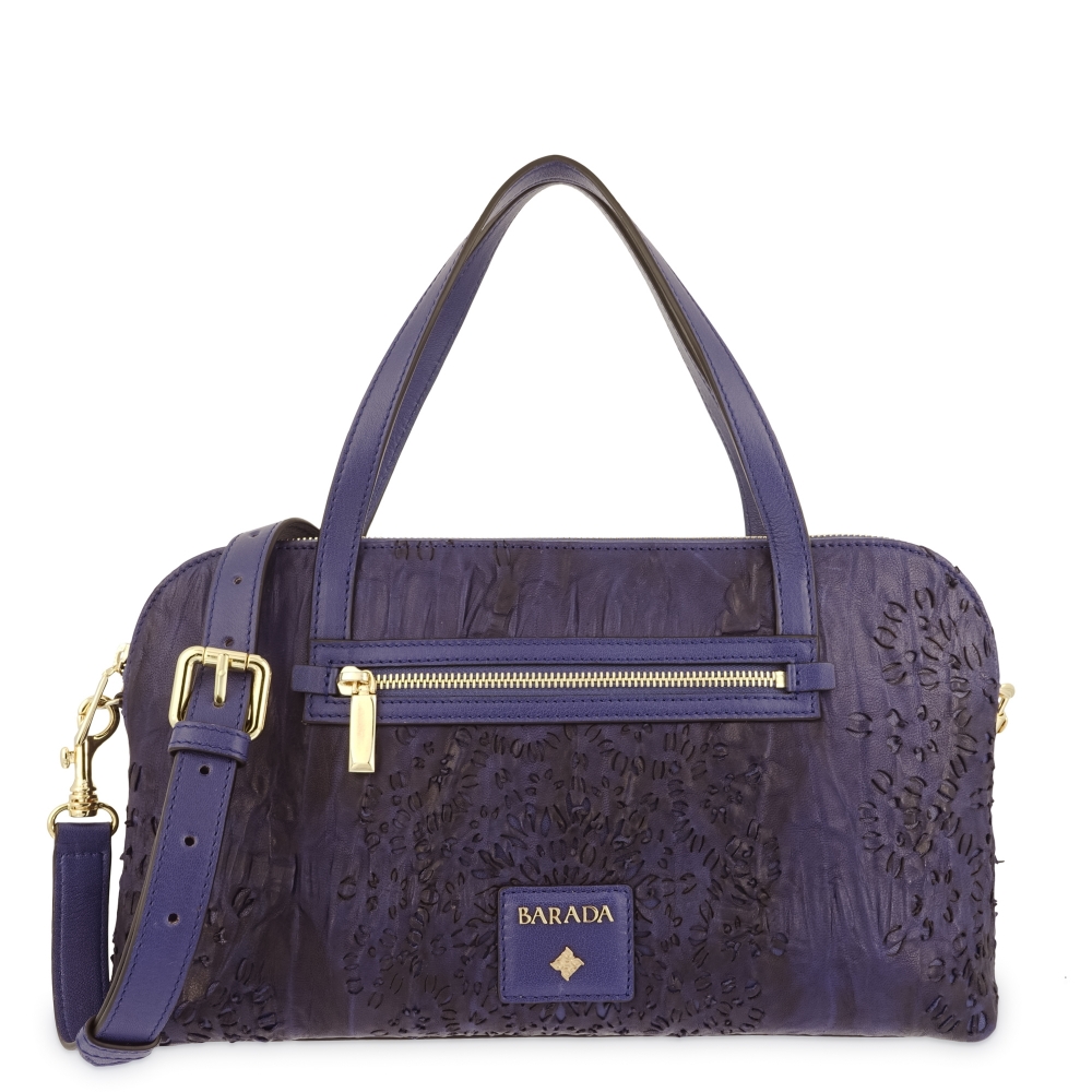 Shoulder strapped Bag in Calf leather and Blue colour