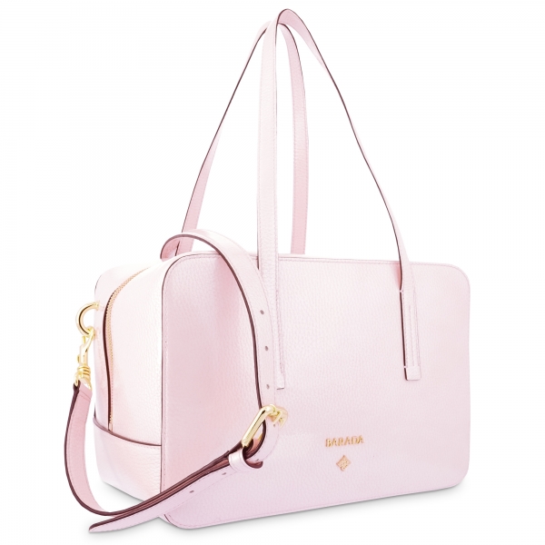 Shoulder Bag in Calf leather (Grainy Patent) and Pink colour