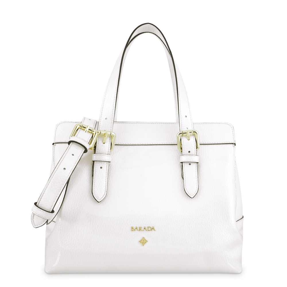Handbag in Calf leather (Grainy Patent) and White colour