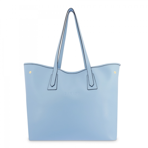 Leather Shopping Bag in Cyan Color - Barada