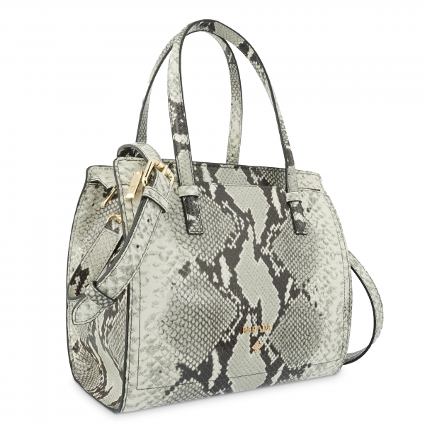 Top Handle HandBag in Cow Leather (Snake Print) and Natural color