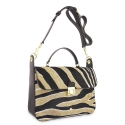 Cross Body Bag in Cow Leather and Striped three tones color