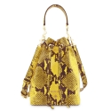 Wristlet Bag in Cow Leather (Snake Print) and Yellow color