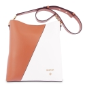 Shoulder Bag in Cow Leather and Tan Leather/White color