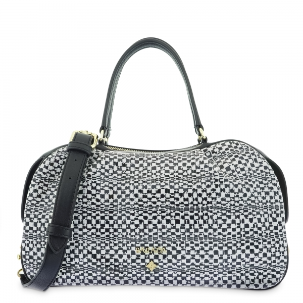 Top Handle Handbags in Cow Leather and White/Black color