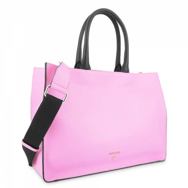 Top Handle Handbags in Cow Leather and Rosa/Black color