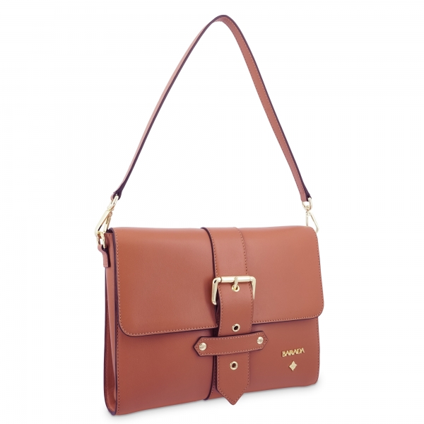 Shoulder Bag in Cow Leather and Tan Leather color
