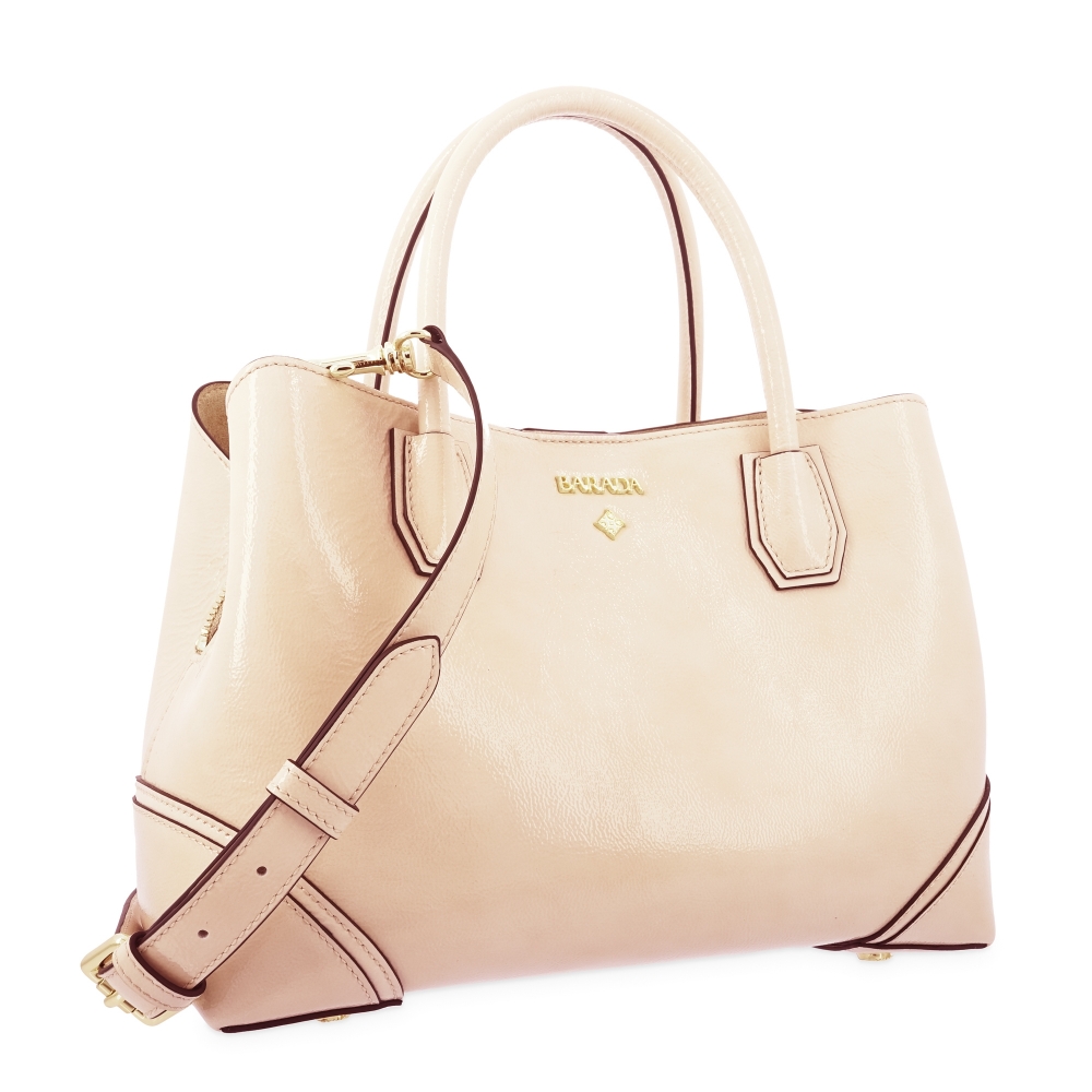 Top Handle Handbag in Cow Leather and Beige color