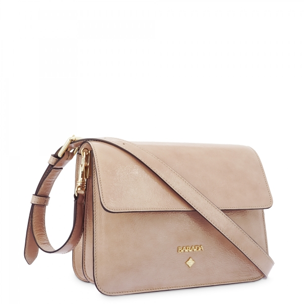 Shoulder Bag in Cow Leather and Nude color