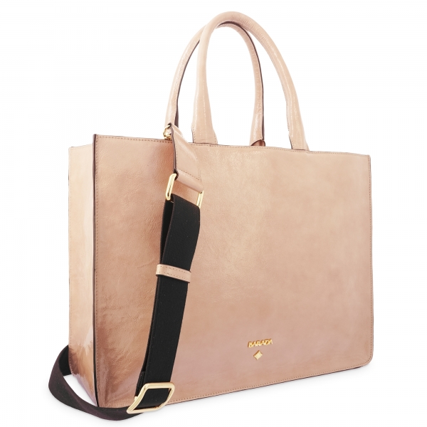 Top Handle Handbag in Cow Leather and Nude color