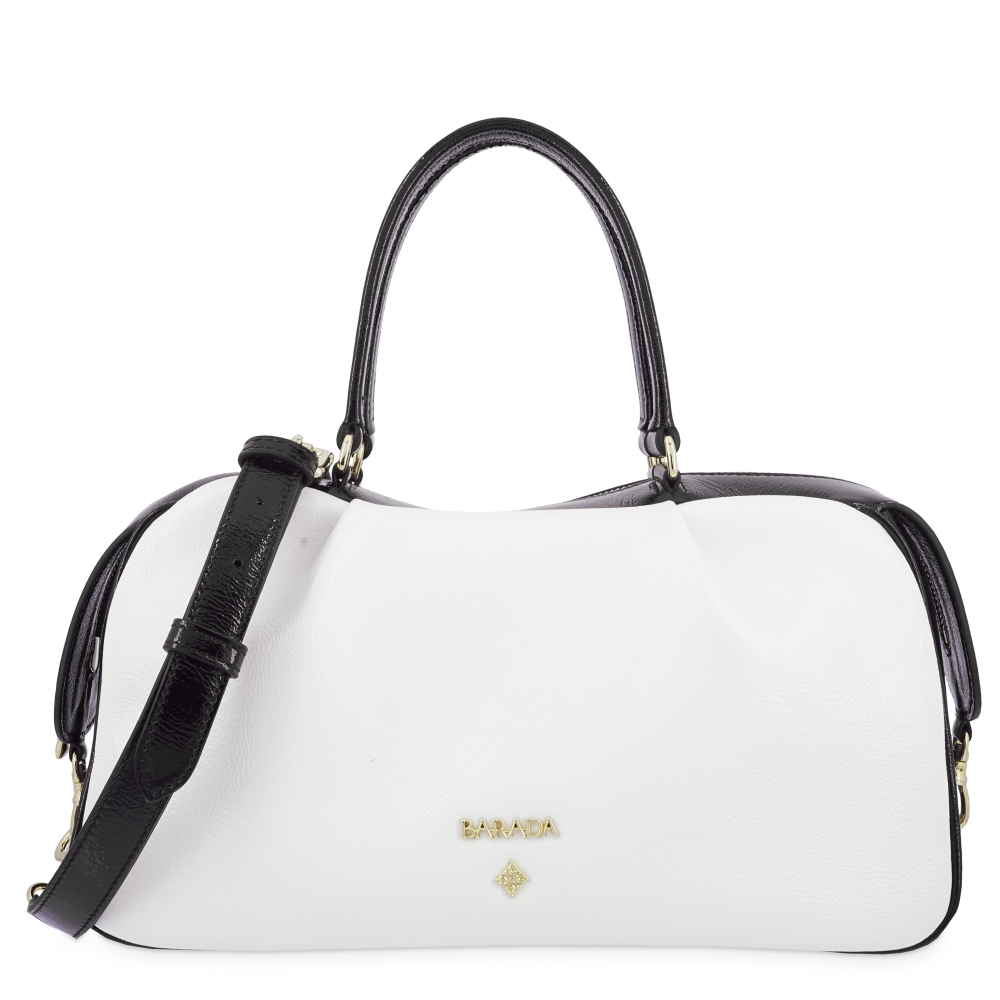 Top Handle Handbag in Cow Leather and White/Black color