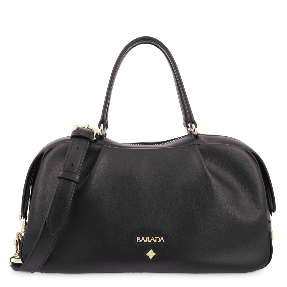 Top Handle Handbag in Cow Leather and Black color