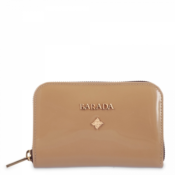 Leather Zip Wallet for women in Taupe color