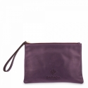Leather Zip Pouch in Pourple color