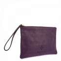 Leather Zip Pouch in Pourple color