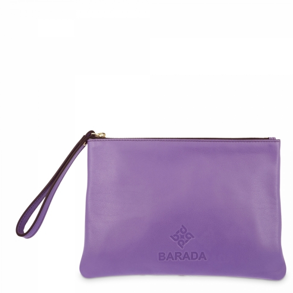 Leather Zip Pouch in Mallow color