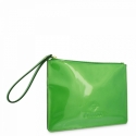 Leather Zip Pouch in Green color