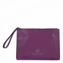 Leather Zip Pouch in Dark Purple color