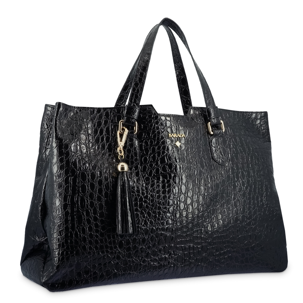 Shopping Bag in Cow Leather and Black color