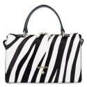 Top Handbag Style 344 in Cow leather and White and Black (Zebra)