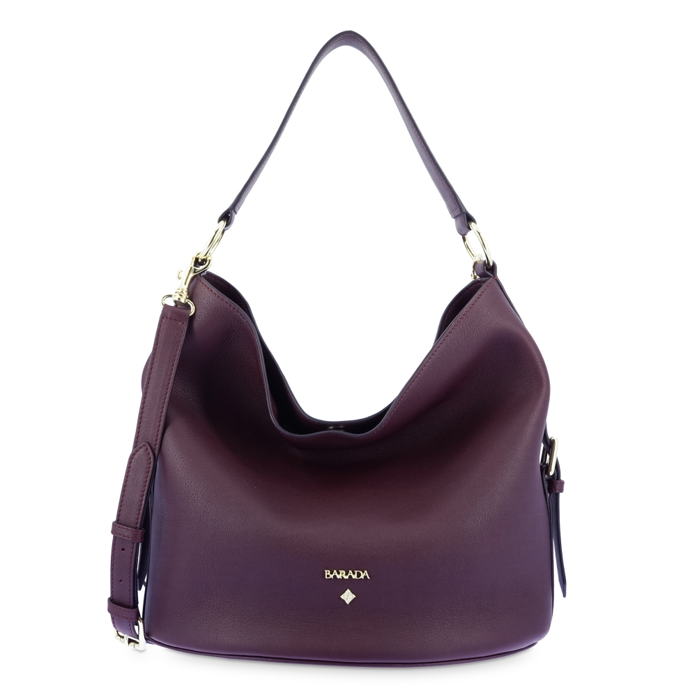 Leather Hobo Bag in Bordeaux  color