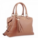 Bowling Bag in Cow Leather and Tan color