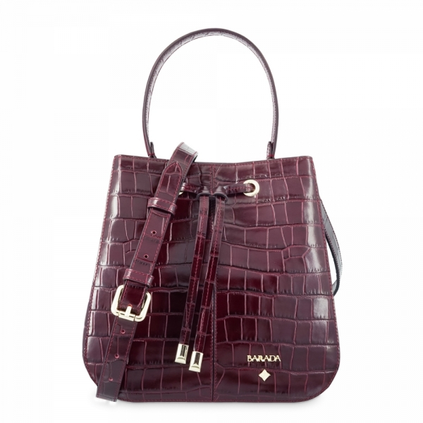 Top Handle HandBag in Cow Leather (Animal Print) and Bordeaux color