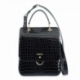 Top Handle HandBag in Cow Leather (Animal Print) and Black color