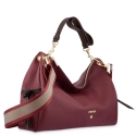 Hobo Bag in Cow Leather and Bordeaux & Black color