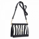 Cross Body Bag in Cow Leather (animal print) and Black & White color