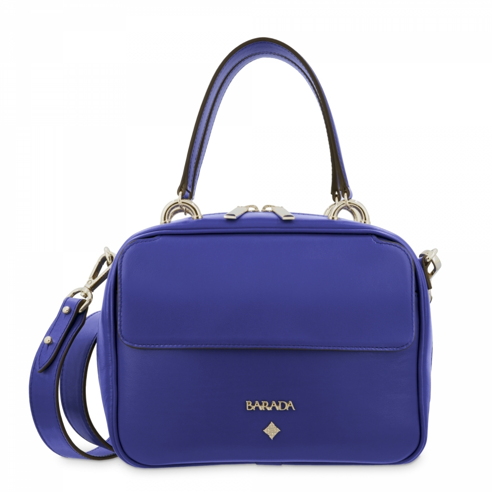 Top Handle Handbag in Cow Leather and Electric Blue color