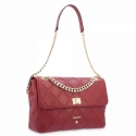 Shoulder Bag in Engraved Cow Leather and Red color