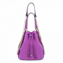 Wristlet Bag in Leather and Purple rose color