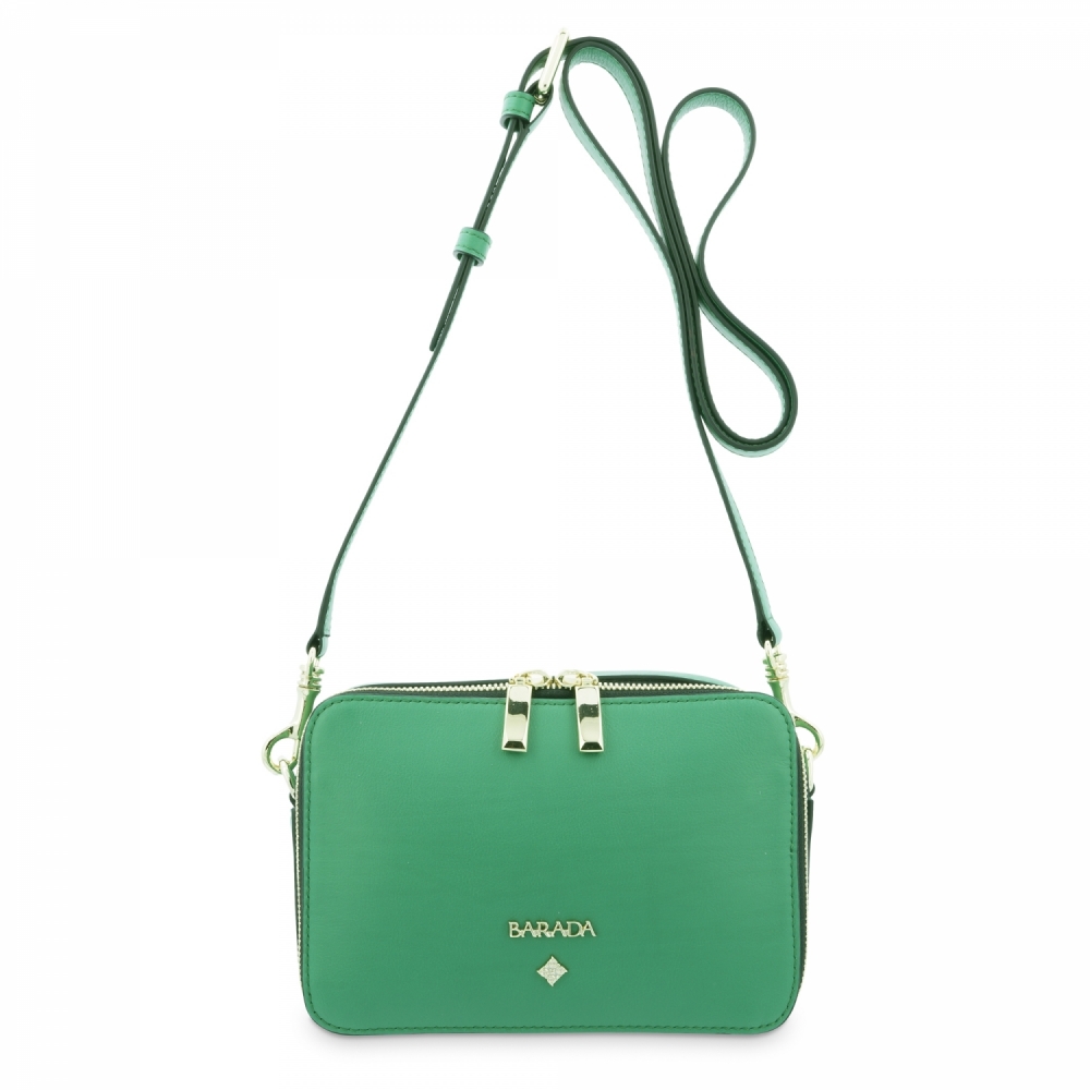 Cross Body Bag in Leather and Green color