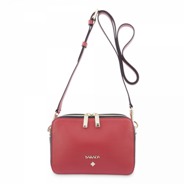 Cross Body Bag in Leather and Red color