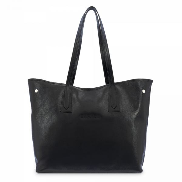 Shopping bag in Wrinkled Patent Leather and Black color