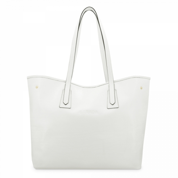 Shopping bag in Wrinkled Patent Leather and White color