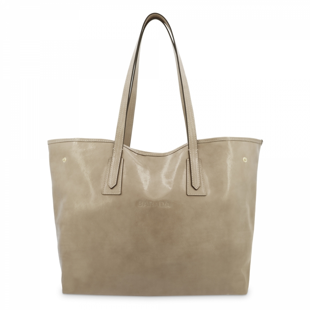 Shopping bag in Wrinkled Patent Leather and Nude color