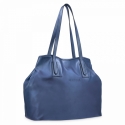 Shopping bag in Metallic Leather and Blue color