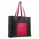 Shopping bag in Leather and Black/Red color