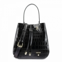 Top Handle Handbag in Leather (animal print) and Black color
