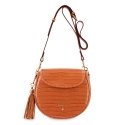 Cross Body Bag in Leather (animal print) and Tan color