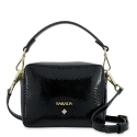 Cross Body Bag in Leather (Snake Print) and Black color